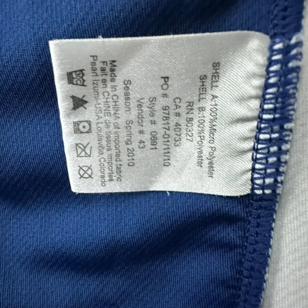 Pearl iZUMi Women's Large Blue White Cycling Jersey Short Sleeves Back Pockets‎